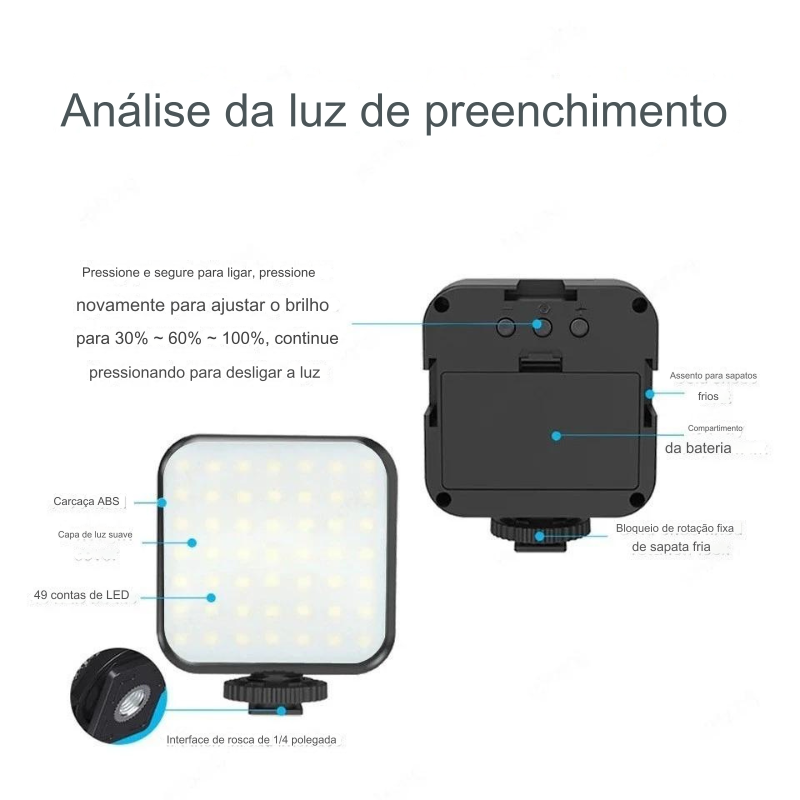 Tripé Estabilizador de Mão kit 5 em 1 gimbal Microfone para Gravação De Vídeo em Celular