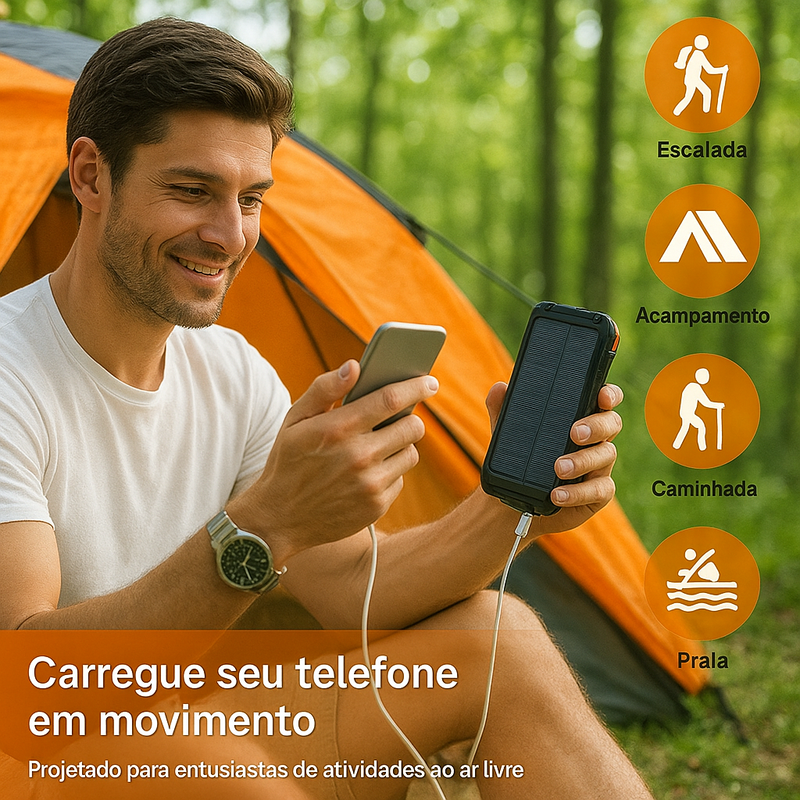 Power Bank Solar com Lanterna