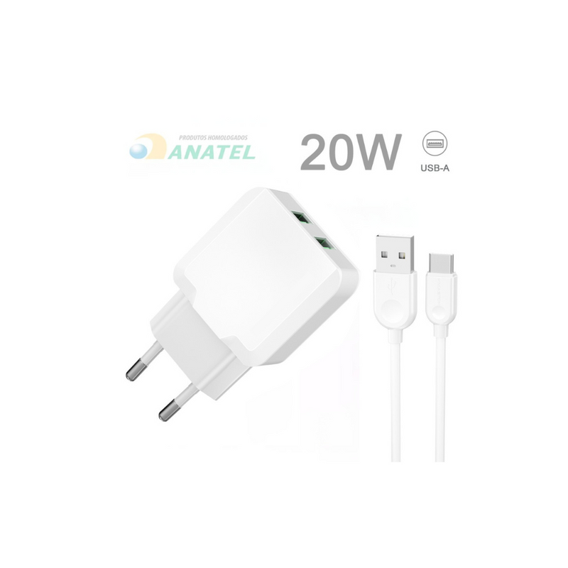 Carregador USB p/ Tipo C 20W - PowerLink C