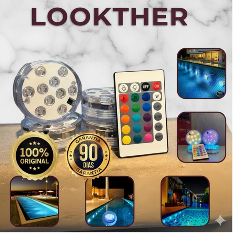 Kit Luminárias de Piscina RGB - Sem Fio Com Controle Remoto