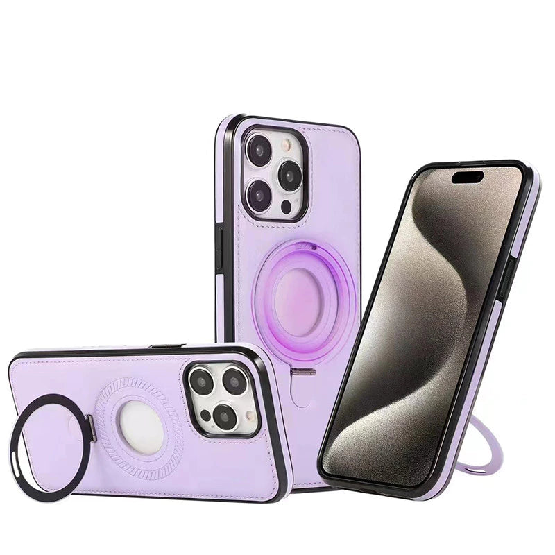 Case de Couro Magnética Premium Anti-Impacto com Suporte e MagSafe